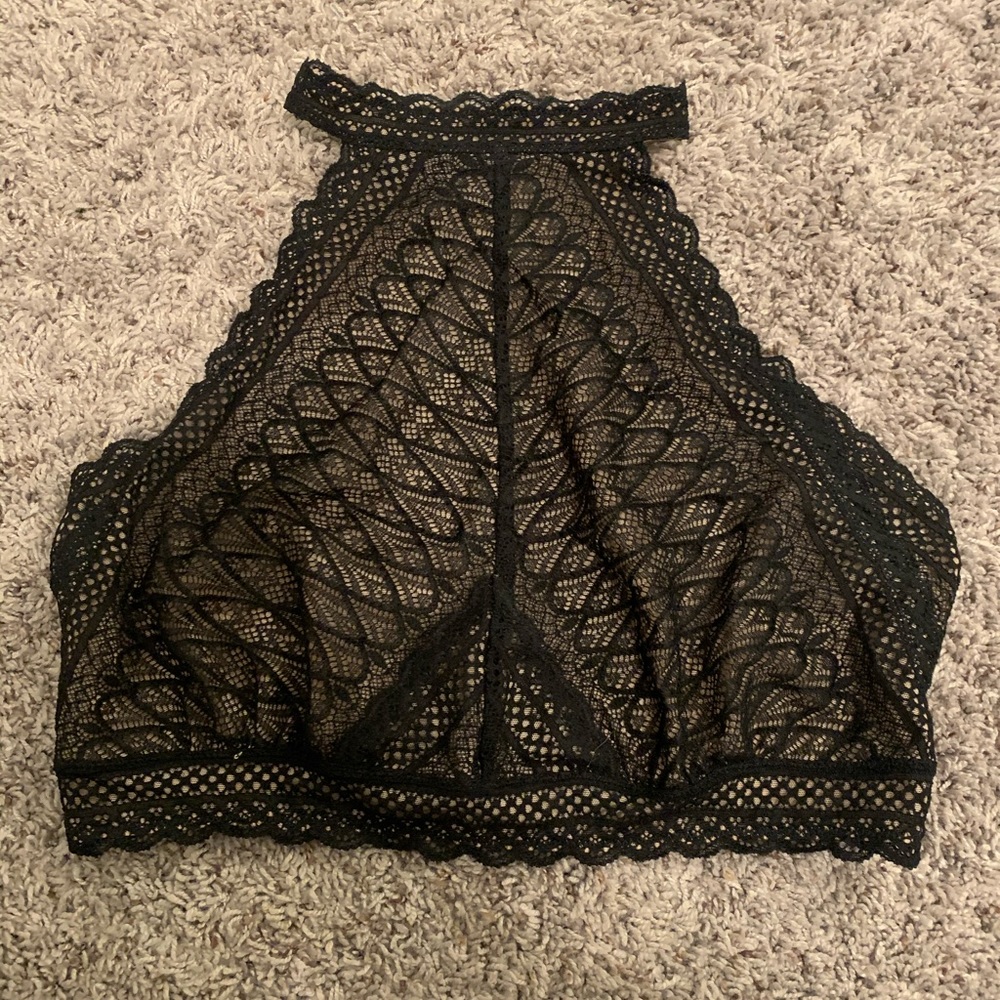 Black high neck lace bralette